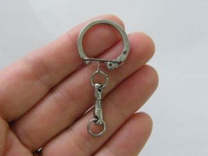 6 Key ring key chain clasps silver tone FS149