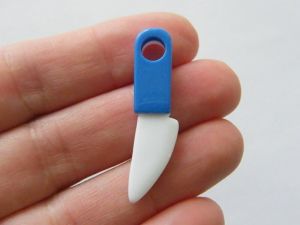10 Knife charms blue and white resin FD302 - SALE 50% OFF