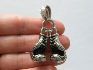 1  Boxing gloves pendant antique silver tone stainless steel SP39