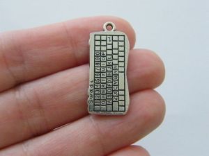 8 Keyboard charms antique silver tone P407