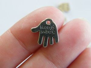 16 Hand made charms antique silver tone P562