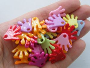 50 Mixed colours plastic hand pendants P568 - SALE 50% OFF