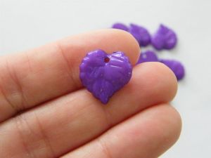 100 Purple leaf charms plastic AL1  - SALE 50% OFF