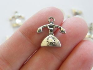 14 Telephone charms antique silver tone P367