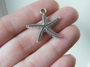BULK 50 Starfish charms antique silver tone FF206