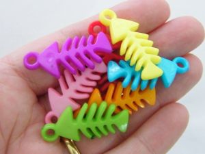 30 Fish bone charms random mixed acrylic FF220 - SALE 50% OFF