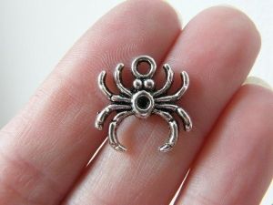 10  Spider charms antique silver tone HC122