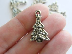 12 Christmas tree charms antique silver tone CT5