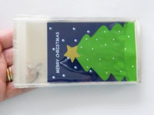 100 Merry Christmas tree blue cellophane bags packets