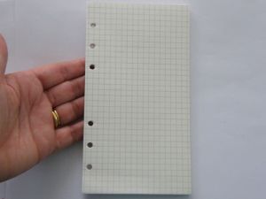 60 Sheets off white checked paper file folder spiral binder refill 6 holes Size A6  - SALE 50% OFF