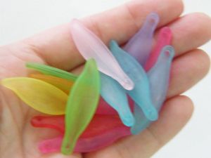 50 Leaf pendants random mixed frosted acrylic L334  - SALE 50% OFF