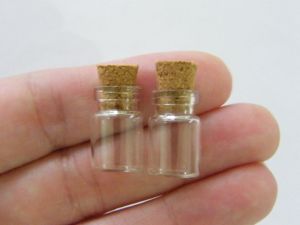 10 Mini glass bottles with corks 22 x 10mm GB82