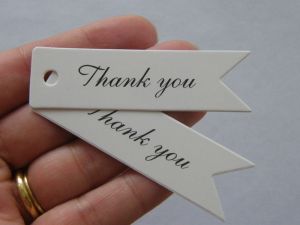 30 Thank you tags white black paper ST - SALE 50% OFF