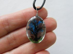 1 Tree blue scenery glass pendant T76