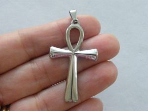 1 Ankh cross pendant antique silver stainless steel C59