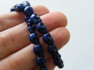 48 Royal blue skull beads 8 x 6mm SK19