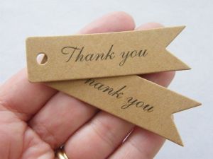 30 Thank you tags craft paper brown ST - SALE 50% OFF
