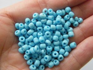 400 Seed beads blue 4mm glass SB43  - SALE 50% OFF