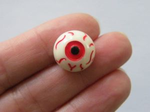 10 Off white red and black eye cabochon embellishment resin HC335
