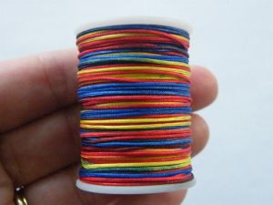 7 Meter mixed colours polyester braided cord string nylon string 0.7mm thick  FS6  - SALE 50% OFF