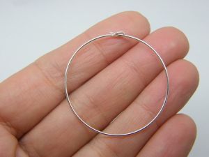 24 Wine glass charm hoops 36 x 38mm silver plated FS170