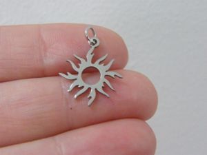 2 Sun charms silver stainless steel S233