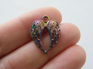 8 Angel wings charms multi colour tone AW102