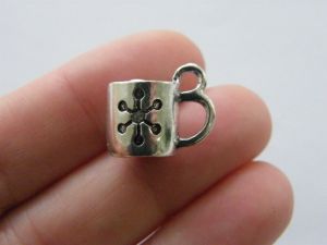 4 Hot chocolate with marshmallows charms antique silver tone FD501
