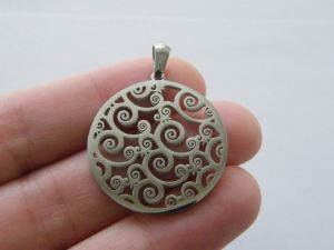 1 Wave pendant silver stainless steel FF471