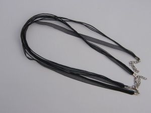 5 Black ribbon voile necklace cords 46cm 18&quot;