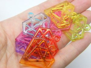 30 Diamond pendants mixed random transparent acrylic P110  - SALE 50% OFF