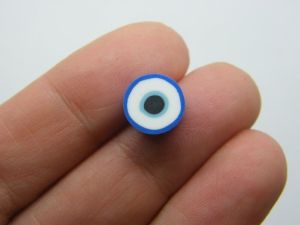 30 Evil eye beads royal blue polymer clay I63 - SALE 50% OFF