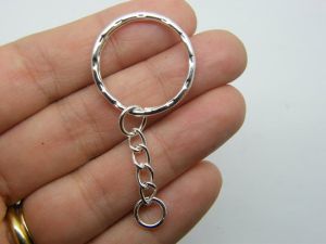 6 Key ring 55 x 25mm silver plated FS67