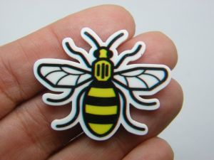 8 Bee embellishment cabochon yellow black white resin A67