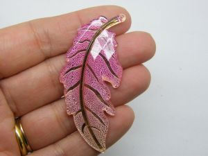 8 Leaf pendants shades of pink gold acrylic L296