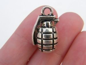 2 Hand grenade charms tibetan silver G4