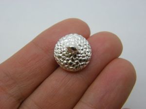 4 Acorn cap charms silver plated tone L364