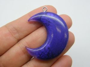 2 Moon pendants purple resin M37