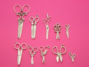 The Pair Of Scissors Collection - 10 different antique silver charms