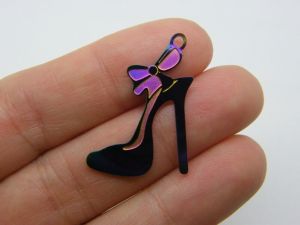 4 High heel shoe charms multi colour stainless steel CA103