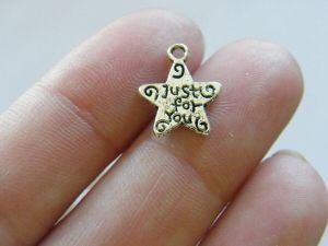 16 Just for you star charms antique silver tone S15
