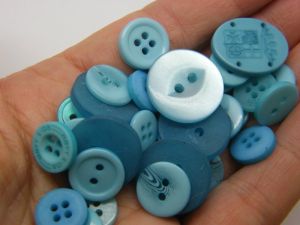 50 Blue buttons  assorted resin M254  - SALE 50% OFF