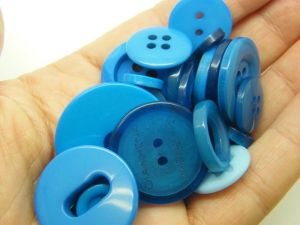 50 Blue buttons assorted resin M309  - SALE 50% OFF
