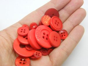 50 Red buttons assorted resin M180  - SALE 50% OFF