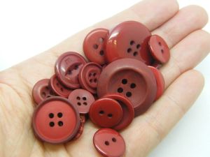 50 Dark red buttons assorted resin M235  - SALE 50% OFF