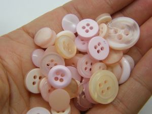 50 Pink buttons assorted resin M122  - SALE 50% OFF