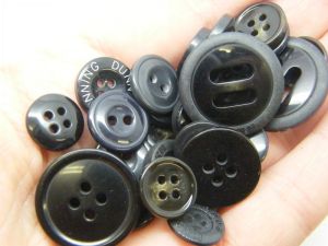 50 Black buttons assorted resin M521  - SALE 50% OFF