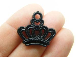 30 Crown pendants black acrylic CA52  - SALE 50% OFF