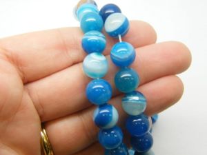 35 Agate assorted royal blue white 10mm beads B272