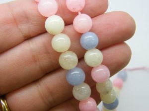 46 Natural dyed  jade assorted white pink blue 8mm beads B262